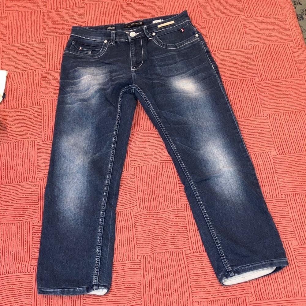 Monte Carlo men’s size 32” waist 27” length inseam blue wash jeans
